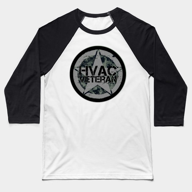 Hvac Veteran Tech Grey Camo Baseball T-Shirt by The Hvac Gang